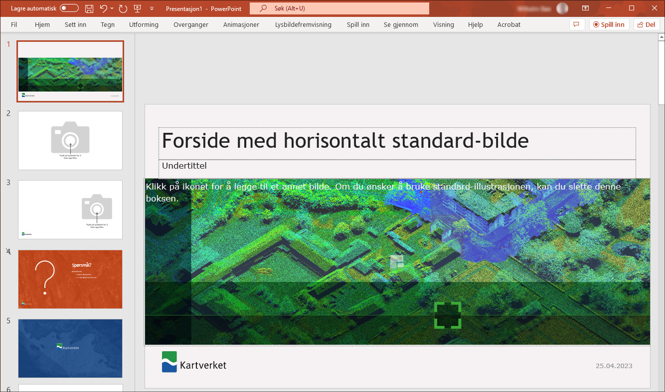 Skjermdump av Power-Point mal