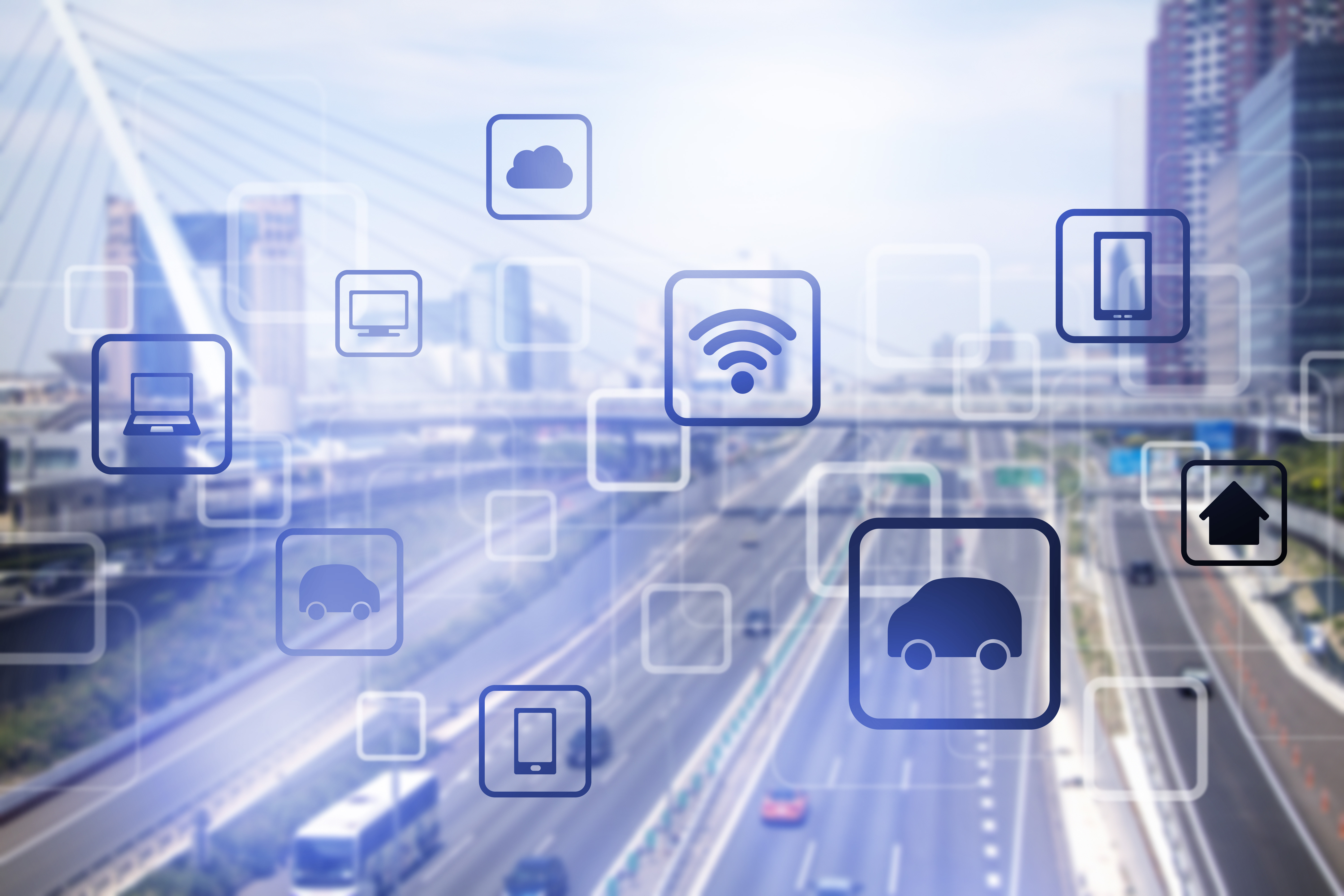 Illustrasjon som viser innovativ teknologi og vei i bymiljø. Foto: Adobe Stock