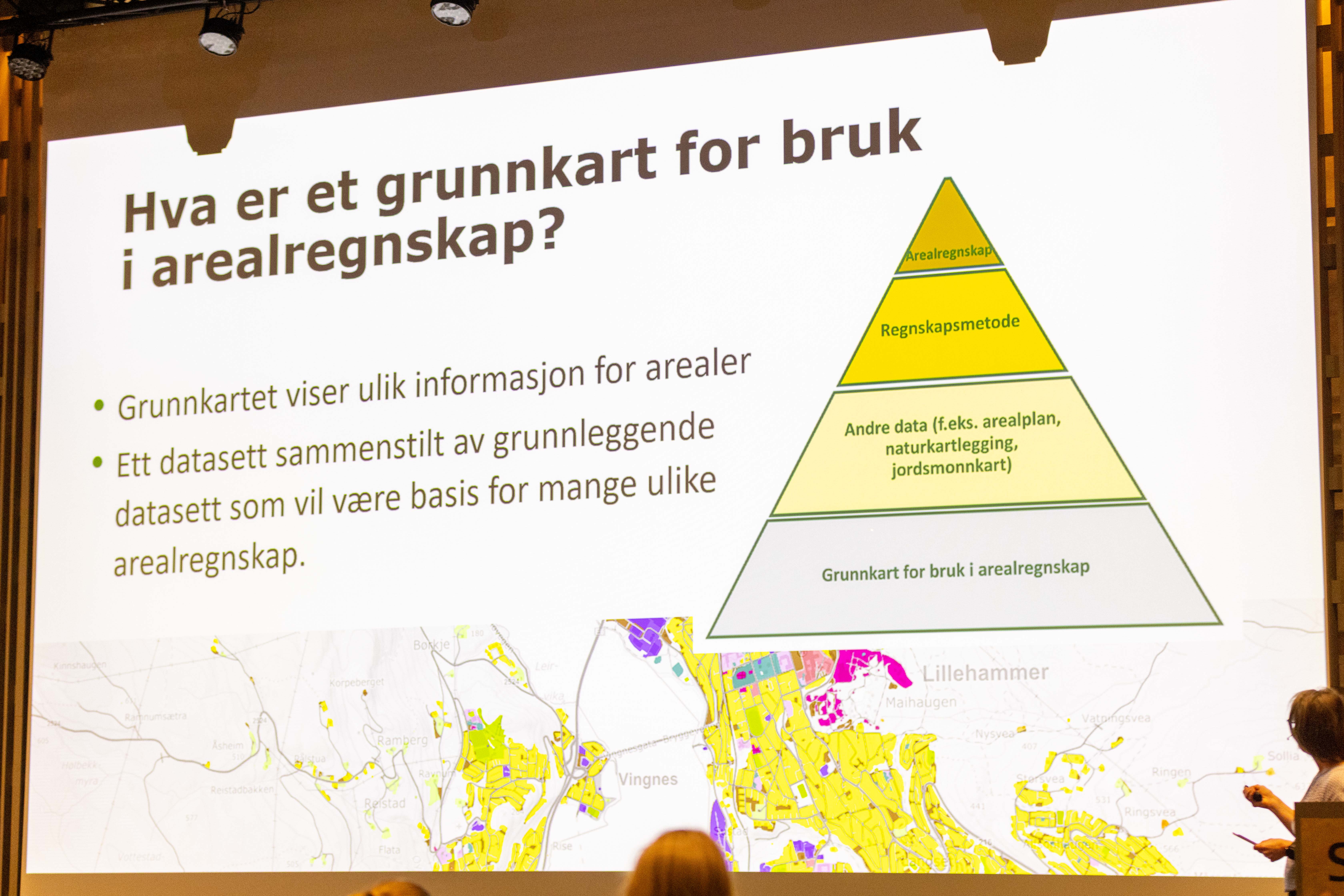 Grafisk framstilling av Nasjonalt grunnkart for arealregnskap vist som en pyramide
