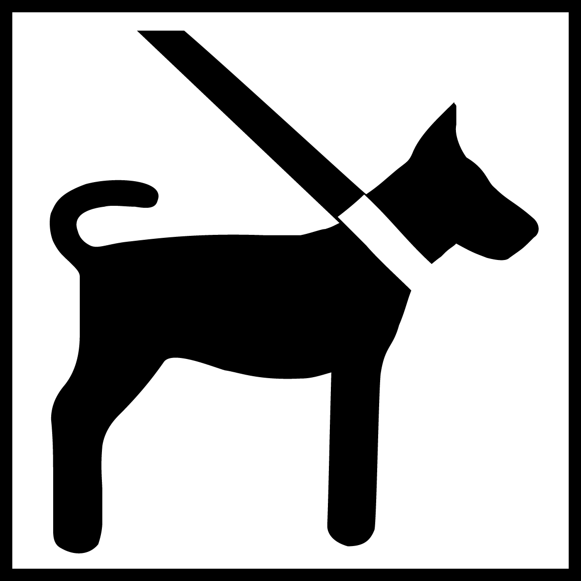Piktogram som viser b&aring;ndtvang for hund
