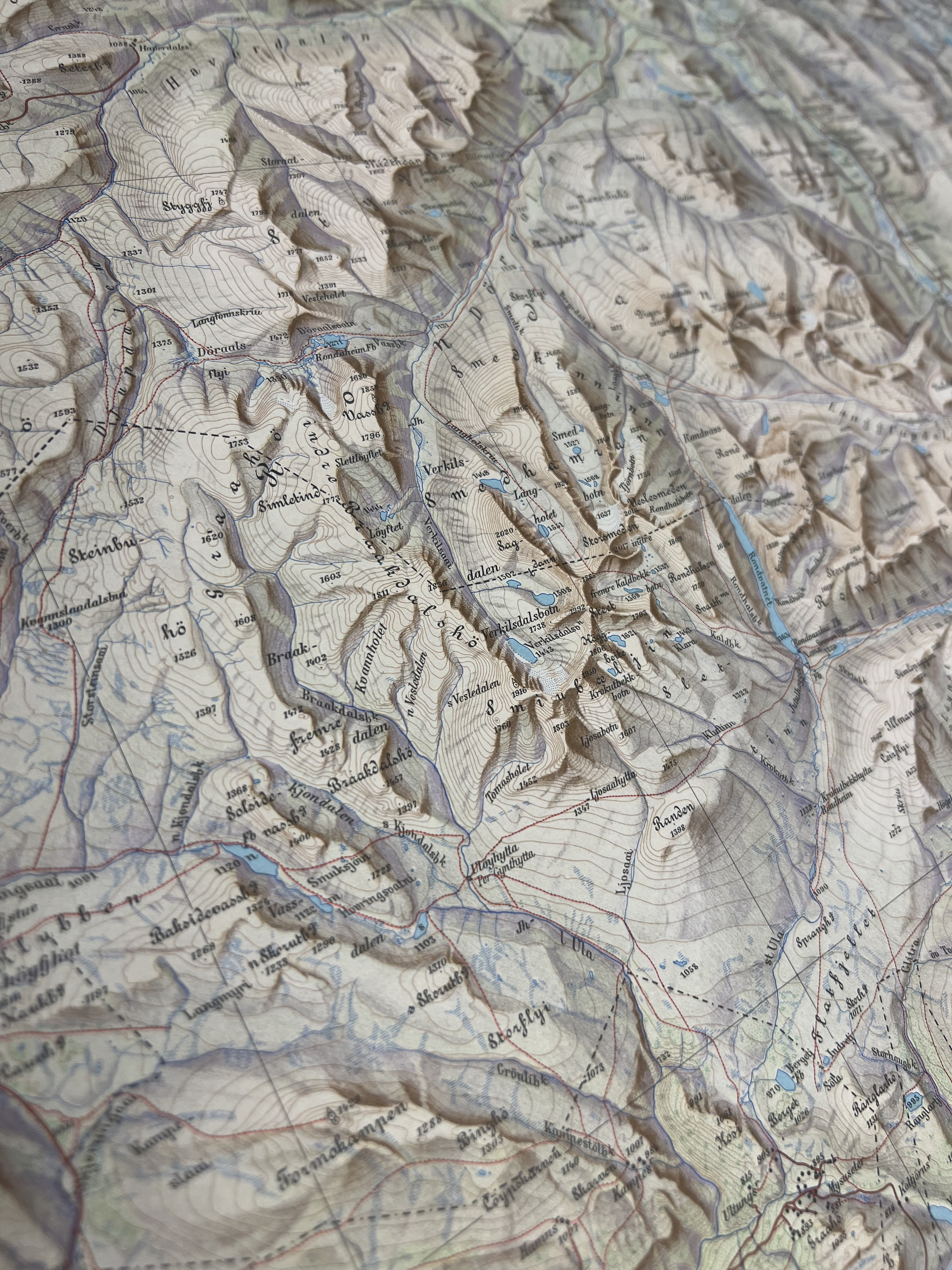 Kart over Rondane fra 1927