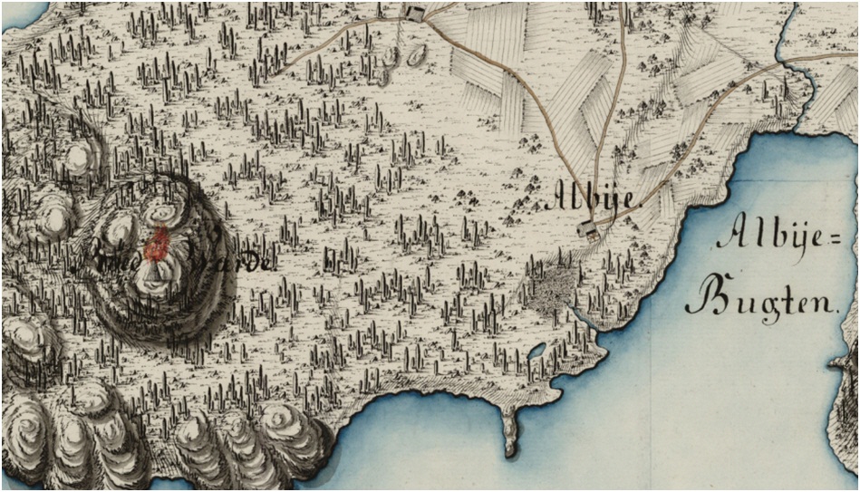 Utsnitt fra kvadratmil nr30 fra 1774