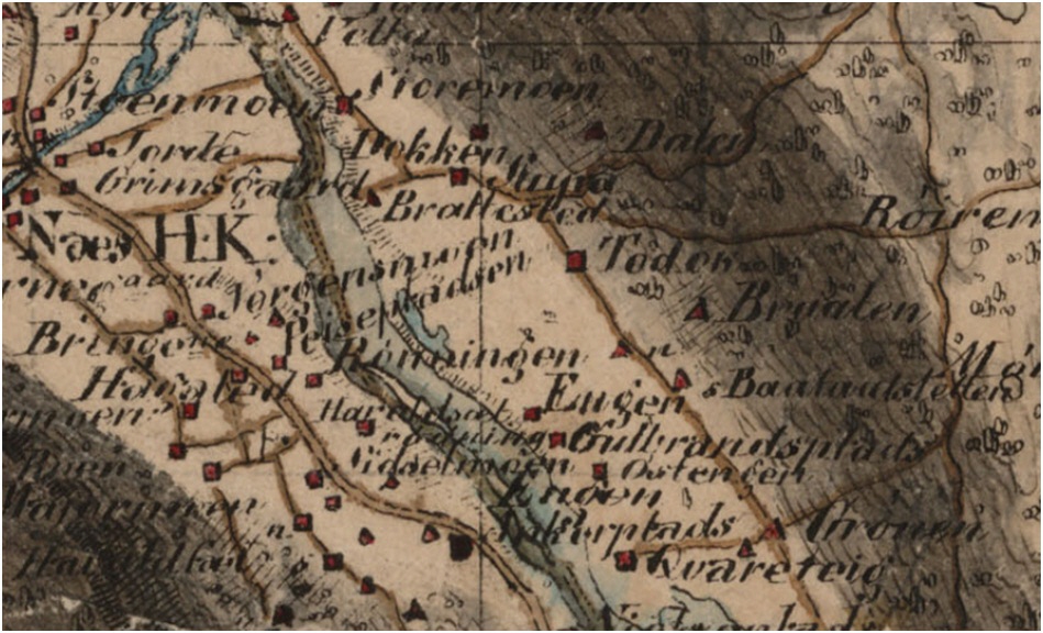 Utsnitt fra rektangelm&aring;ling nr 18DD12 fra 1843